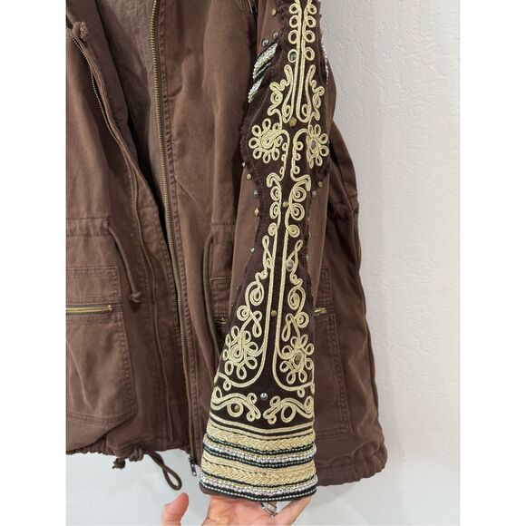 Free People Golden Quills Embellished Military Jacket XS - Picture 5 of 7